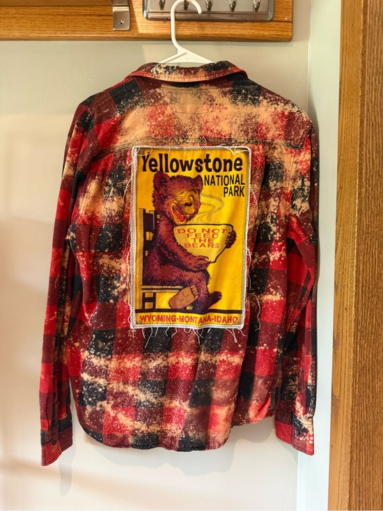 Angry Minnow Tops - Angry minnow Yellowstone Patch Red & Black Plaid Shirt Jacket